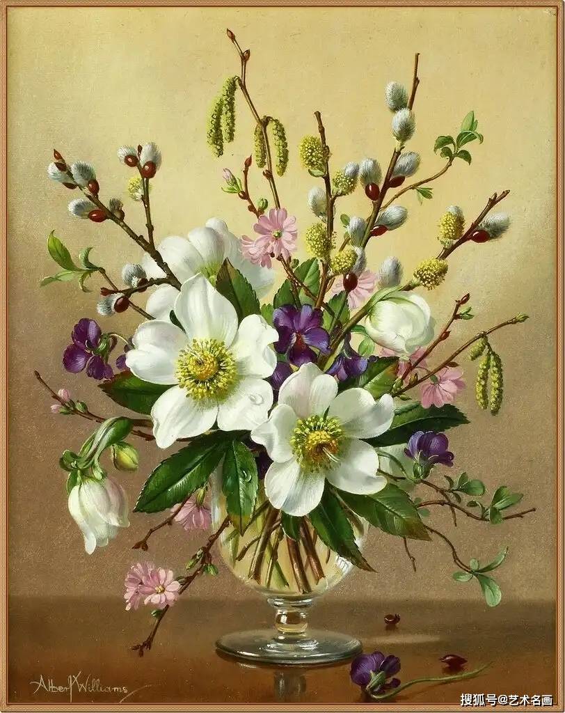 168赛车：：一组细腻栩栩如生的花卉静物油画︱阿尔伯特·威廉姆斯绘画作品