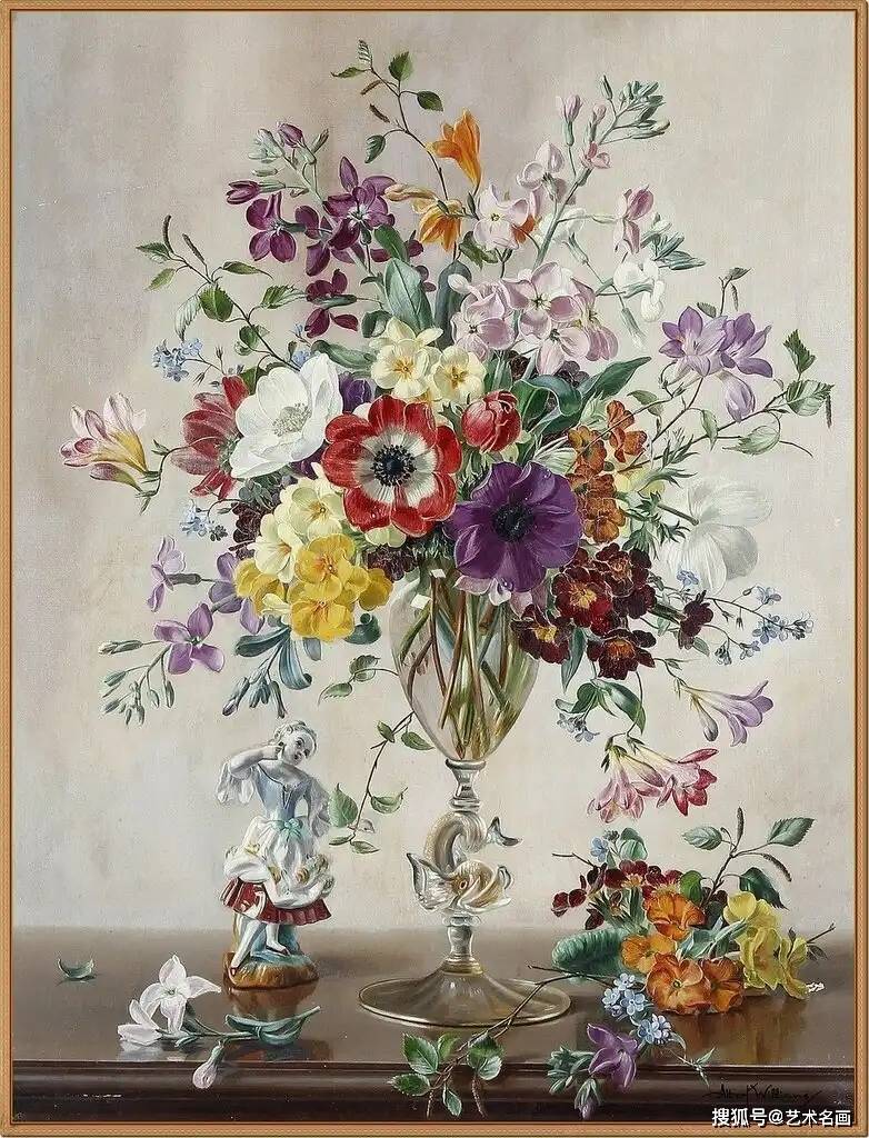 168赛车：：一组细腻栩栩如生的花卉静物油画︱阿尔伯特·威廉姆斯绘画作品