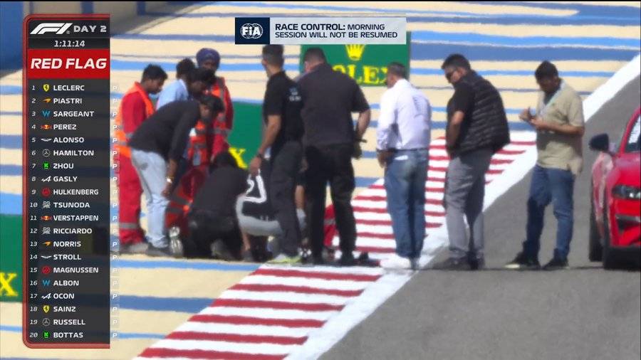 F1赛车世界：F1巴林测试第2日：突发意外，勒克莱尔化身倒霉蛋，赛车要大修！